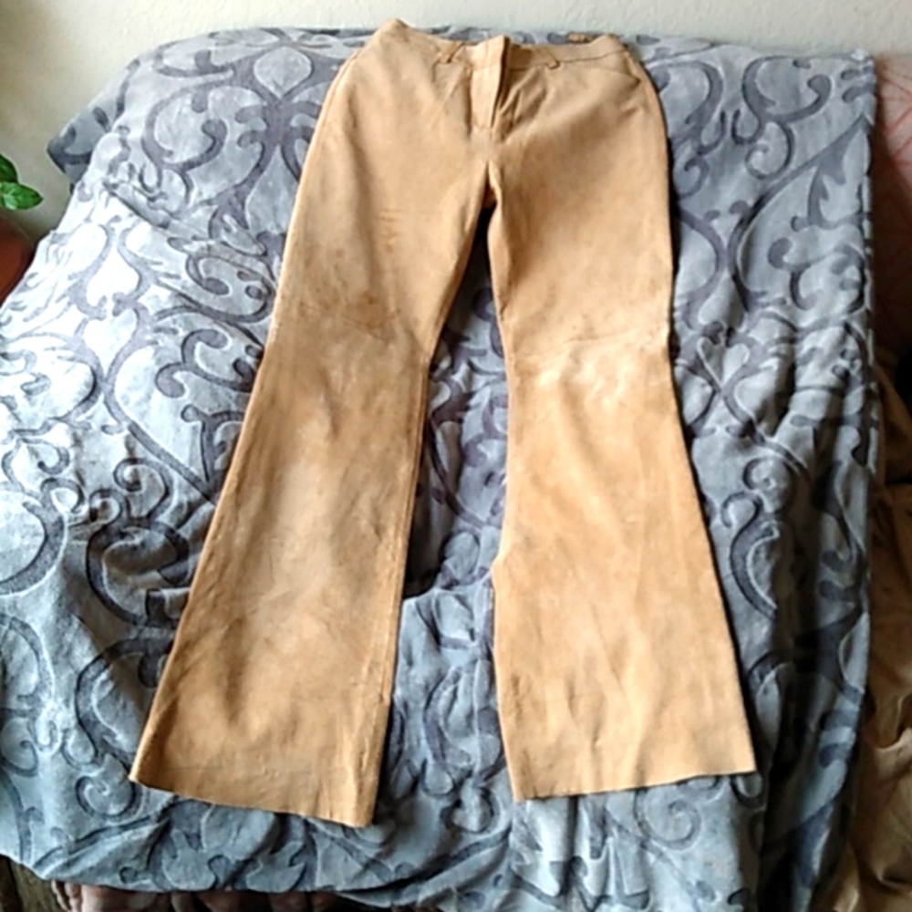 Moda International The Christie Fit Tan Leather Pants Size 2 Long